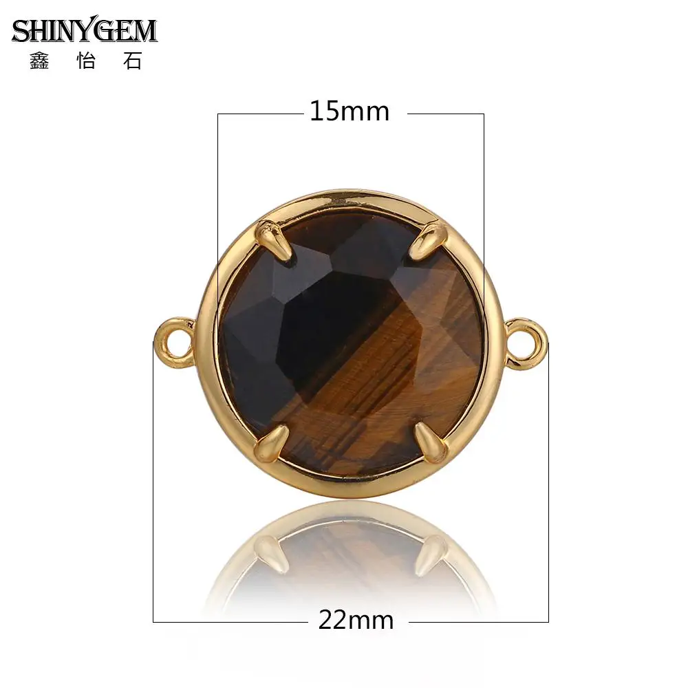 ShinyGem натуральный граненый круглый драгоценный камень соединители для