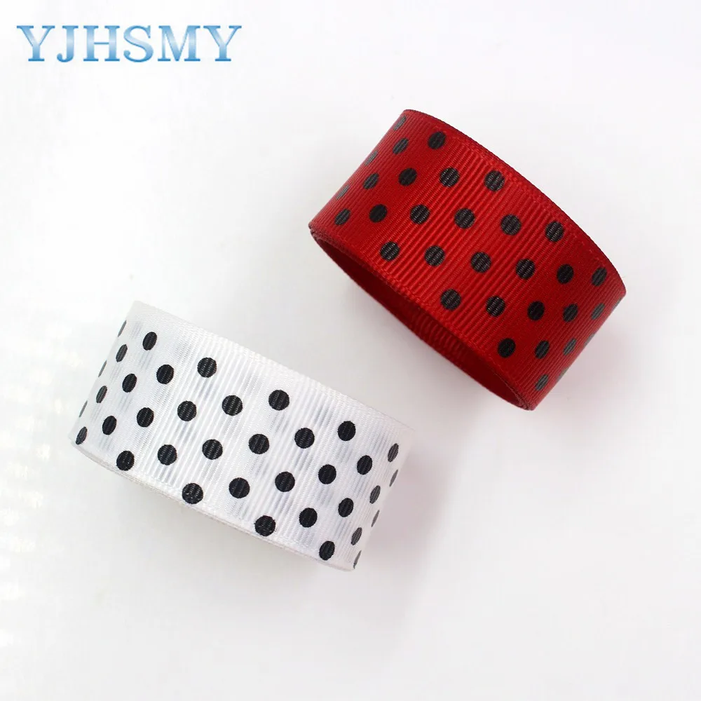 YJHSMY 1710111 25 мм черный горошек Grosgrain ленты 10 ярдов DIY аксессуары для одежды ручной