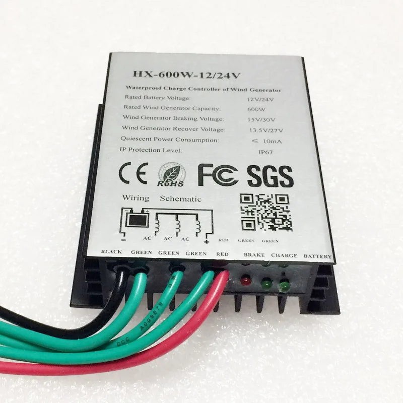 IP67 контроллер ветрогенератора Waterprof 100 Вт 200 300 400 500 600 800 12 В/24 В CE ROHS FCC ISO9001