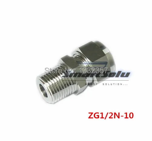 Бесплатная доставка нержавеющий Компрессионный фитинг ZG 1/2 дюйма NPT резьба x 10 мм