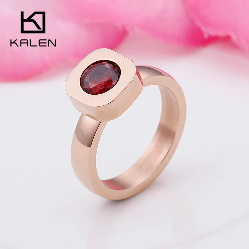 KR48048-K Недорогие кольца производства фирмы Kalen Tri-Цвет Нержавеющая сталь кольца для Для женщин Цвет Фул Mini Stone Перу кольца в богемном стиле обручальные кольца ювелирные изделия - Цвет основного камня: KR48048-K