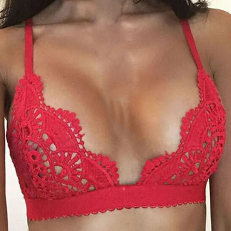 Женский сексуальный кружевной бюстгальтер беспроводной пуш ап с лямкой на шее