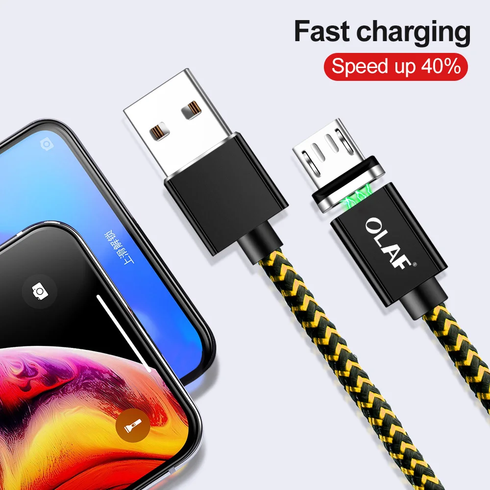 Магнитный кабель Олаф 3A для iPhone X 8 7 Micro usb type C кабель передачи данных для быстрой зарядки для samsung Xiaomi huawei магнитное зарядное устройство