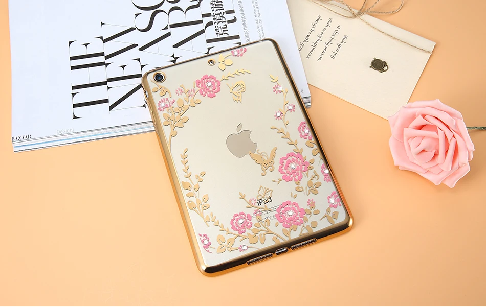 Чехол KISS с цветочным рисунком для планшета, чехол для телефона для iPad Mini 1 2 3, мягкий силиконовый чехол для iPad 6 Mini 1 2 3 4, блестящая задняя крышка с 3D цветком
