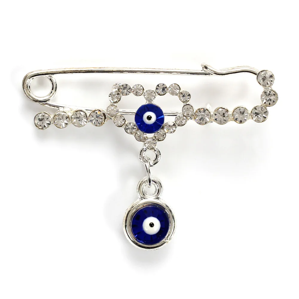 silver Lucky Eye сердце сглаза талисманы брошь& булавка Золотая Серебряная Брошь со стразами для женщин мужчин ювелирные изделия Кристалл Пряжка зажимы EY5069 - Окраска металла: silver