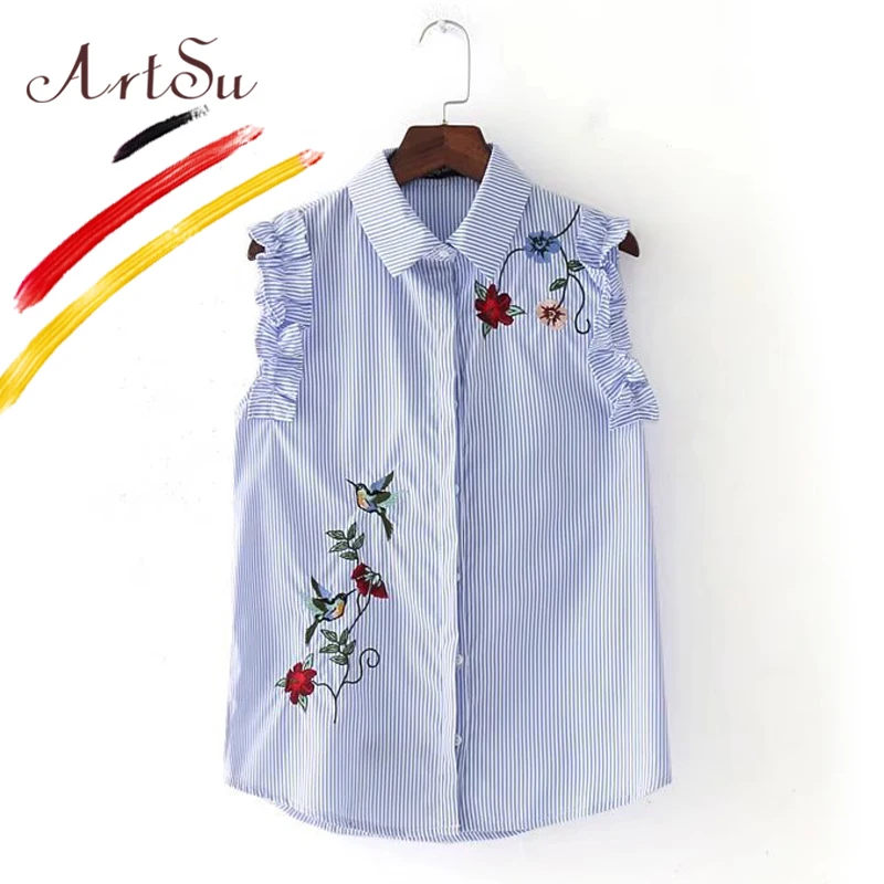 Арцу Цветочные оборки без рукавов Женская рубашка блузка 2017 мода отложной