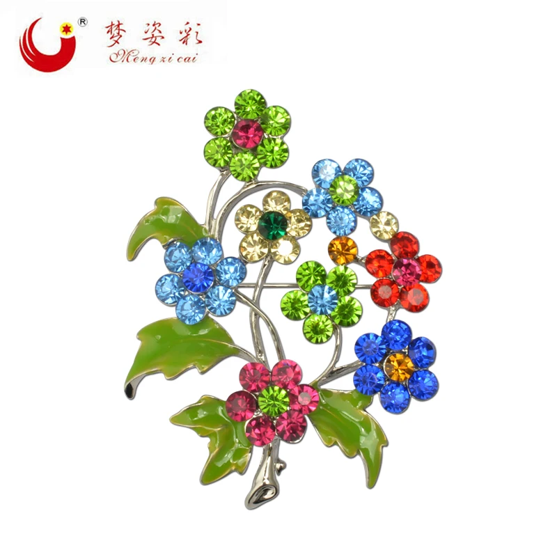 

2019 New Beautiful Colorful Crystal Flower Brooch Pin Bouquet Brooch Cheap Strass Women Wedding Broches Mujer Corsage X0977