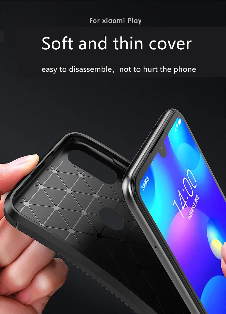 Чехол для Xiaomi Mi Play роскошный ударопрочный углеродный высококачественный мягкий