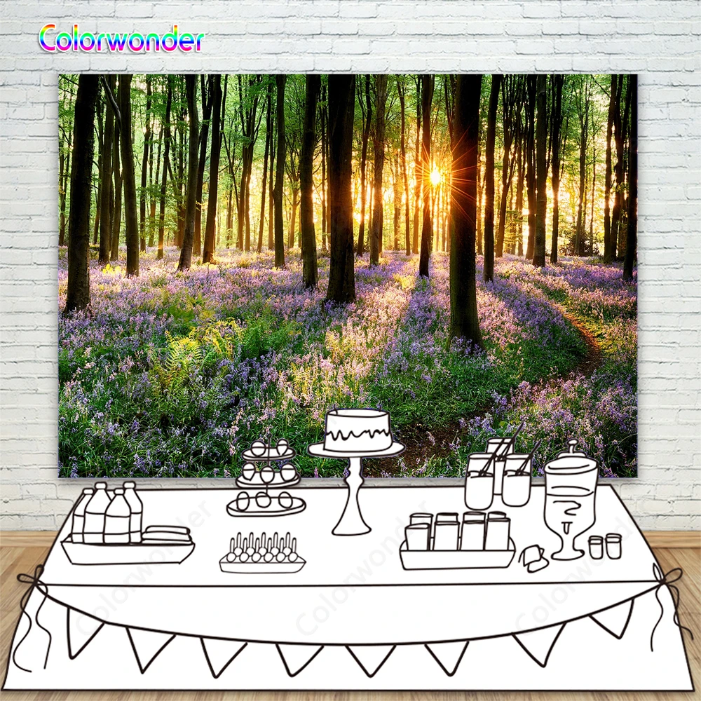 Фотофон Colorwonder с фиолетовым лавандовым ярким лесом для свадебных фотографий