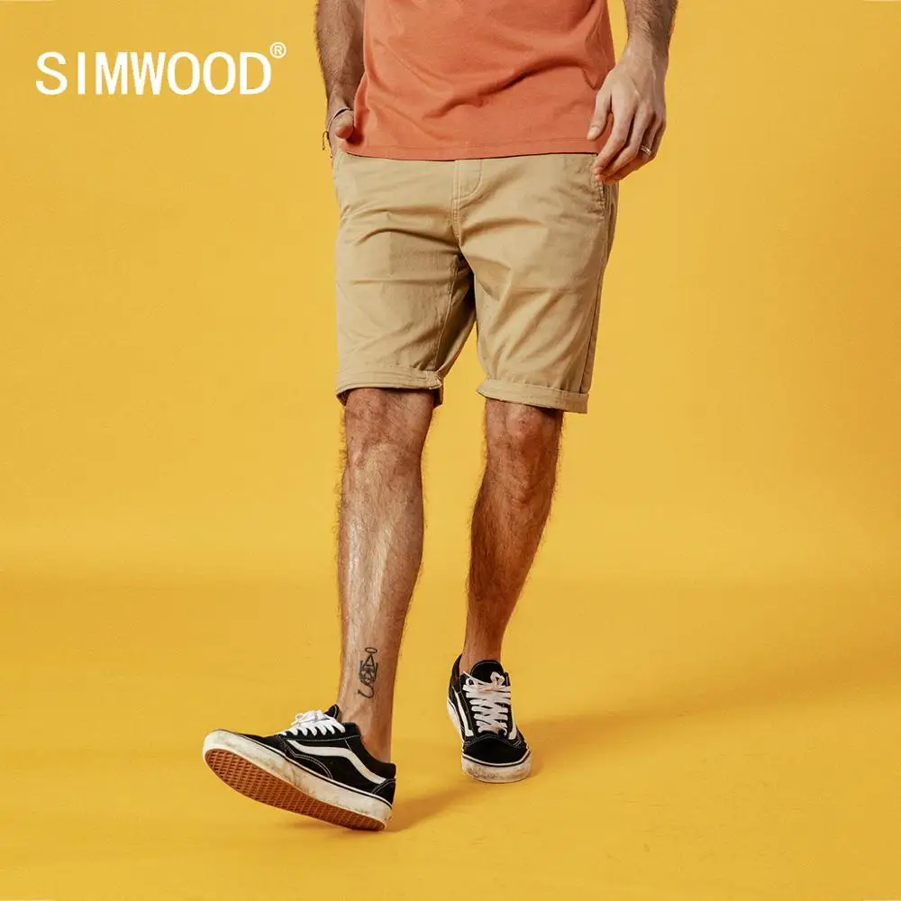 Шорты SIMWOOD мужские однотонные хлопок приталенные до колен повседневная одежда