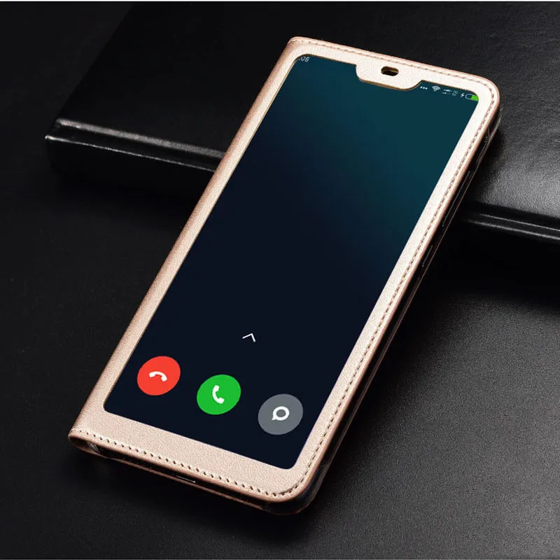 Gold Для Xiaomi mi 8 lite чехол с полным окошком из искусственной кожи флип-чехол Funda чехол для Xiaomi mi 8 защитный чехол mi 8 SE чехол для телефона s - Цвет: Gold