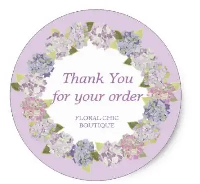 

1.5inch Lavender Purple Hydrangea Wreath Thank You Classic Round Sticker