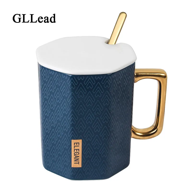 GLLead креативная керамическая кофейная кружка в форме бриллианта Золотая