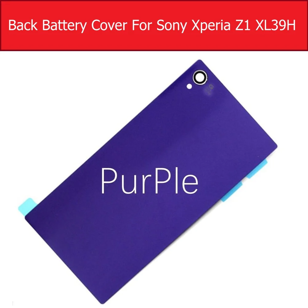 Pruple Задняя крышка батарейного отсека для sony xperia Z1 L39H C6902 C6903 C6905 C6906 стеклянная задняя крышка чехол+ 1 пленка бесплатно - Цвет: Pruple