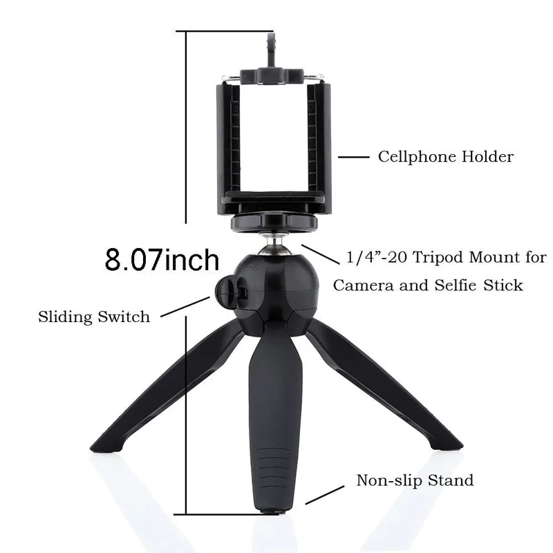 YUNTENG 228 мини штатив+ зажим Настольный штатив+ держатель телефона для iPhone 6/6 Plus/5s/5C/5 для samsung SLR/Цифровая камера DV Gopro