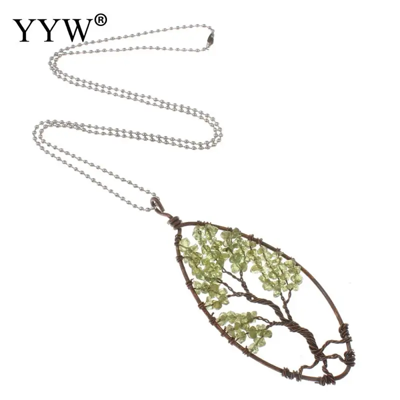 YYW 2017 Дерево жизни натуральный камень кулон ожерелье с латунной цепочкой конский