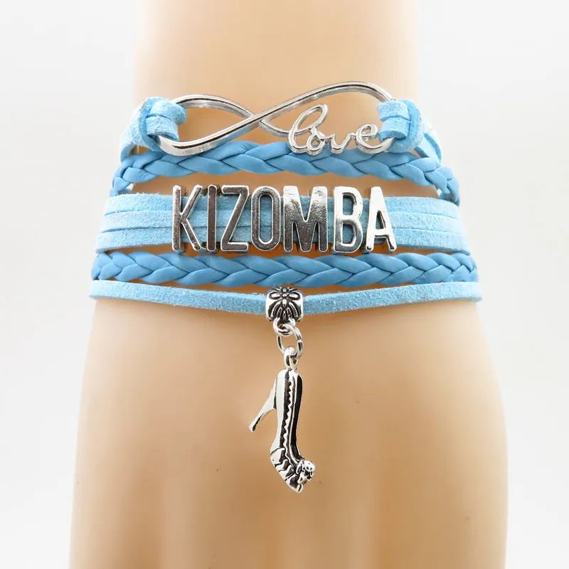 Модный браслет Kizomba Высокая подвеска каблуки танцор подарок Черная кожа обернуть
