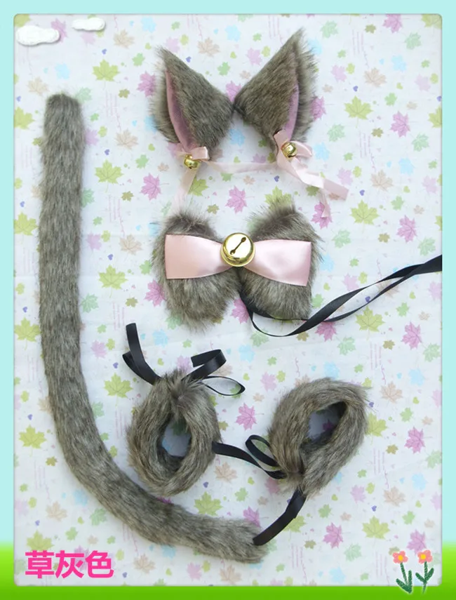 Заколка для волос с кошачьими ушами и хвостом бутафория маскарада Хэллоуина