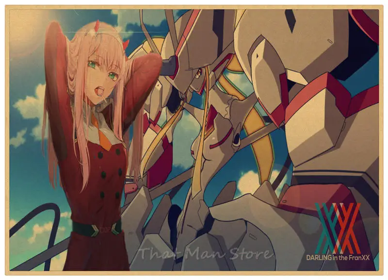 Милый в FranXX HIRO ZERO TWO ICHIGO GORO стикер Плакат из крафт-бумаги японского аниме плакат ретро плакат 30*21 см