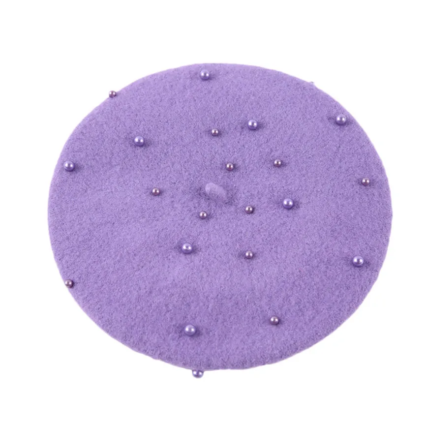 Purple Детская шапка для младенцев, Детские перламутровые головные уборы для девочек, теплый берет, шапка для детей 2-5 лет, для малышей, Sep#2 - Цвет: Purple