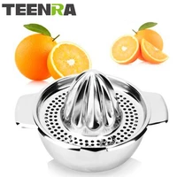 teenra 1pcs stainless steel lemon juicer with bowl manual juicer fruit orange squeezer lemon maker strainer fruit tool kitchen
