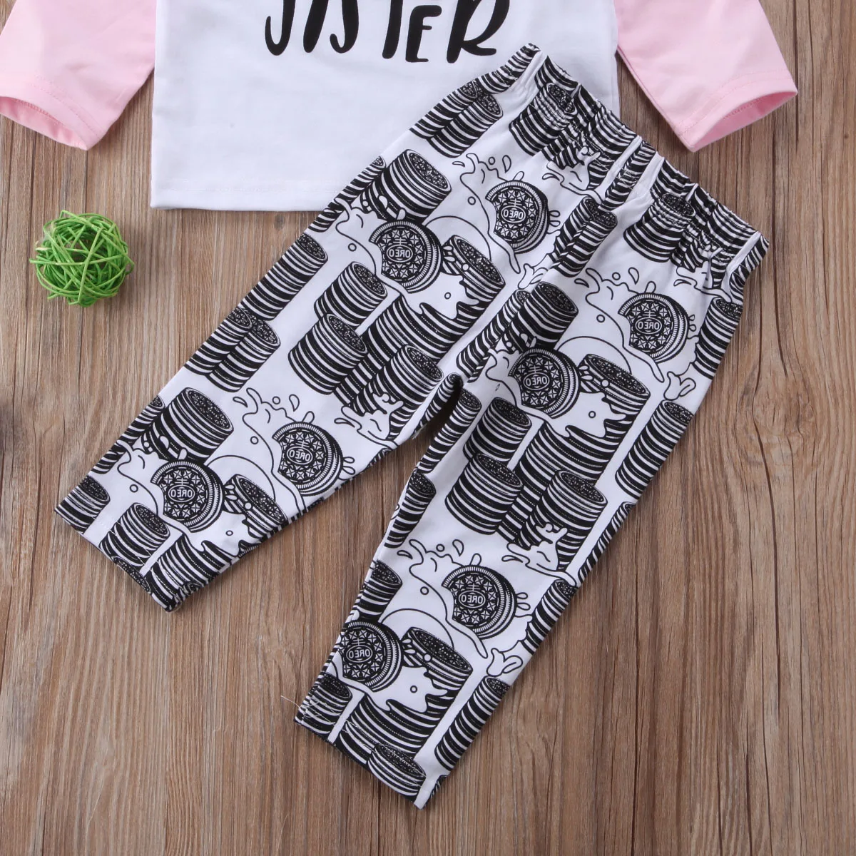 2018 Toddler Baby Girls Long Sleeve Big Sister Pink T-shirt + Pants Leggings Outfits 2PCS Clothes Set | Детская одежда и обувь