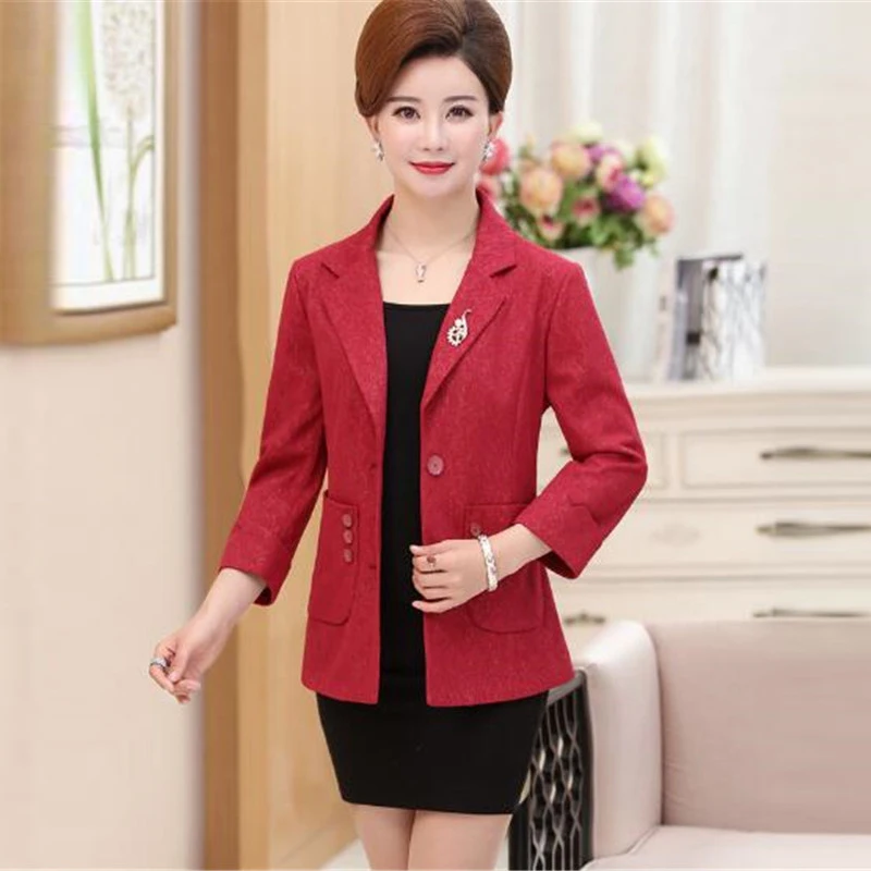 

2018 5X Plus Size Women's Coat Spring-Autumn Fashion Slim Clothing New Lady Coat Jacket Lapel Long Sleeve Middle-aged Tops A0422