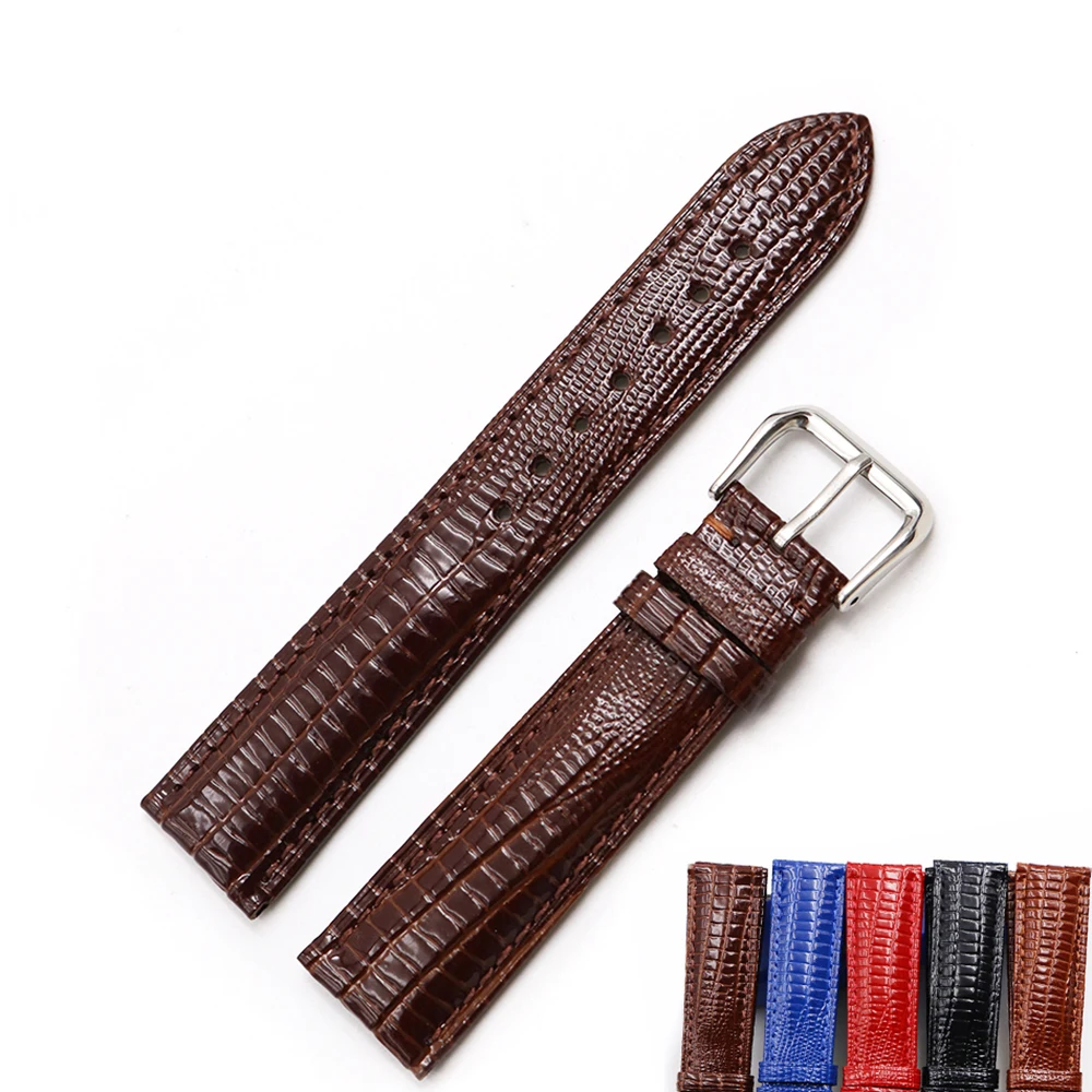 

CARLYWET 18 20 22mm Genuine Leather Lizard Grain Watch Band For Tag CARRERA Omega Montblanc Panerai Daytona Submariner Tissot