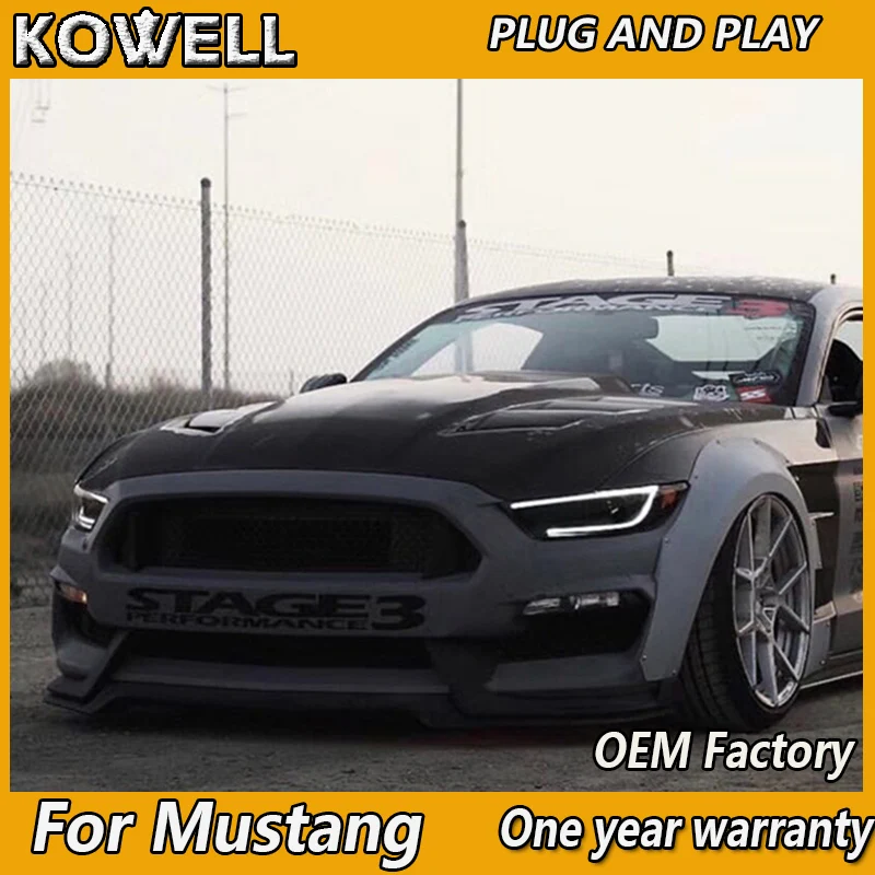 KOWELL стайлинга автомобилей Для Ford Mustang фары 2015 2018 полный светодиодный DRL объектив