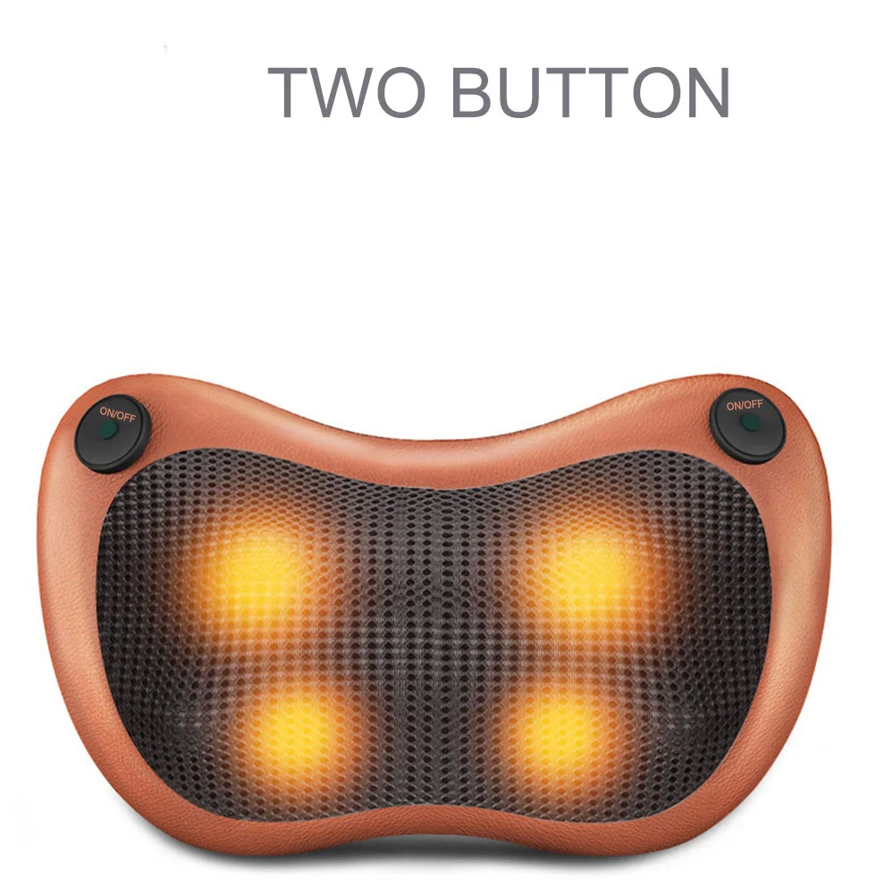 brown 4head 2button 8/6/4 головки подушка для массажа шиацу дома автомобильный массажер для спины подушки талии средства ухода за кожей шеи шейки Электрический шиацу массажер - Цвет: brown 4head 2button