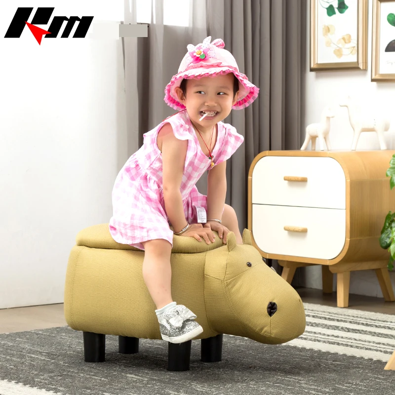 Удобный прочный табурет для ног с милым животным бегемотом скамейка хранения