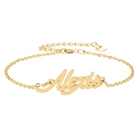 alphabet script name alexis bracelet for women girls design jewelry gold pulseira masculina handwriting initial birthday gift