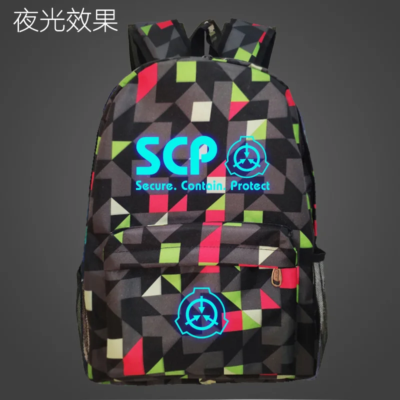 Style 2 SCP безопасный защищающий Школьный рюкзак, Светящийся рюкзак, Студенческая сумка, ежедневный рюкзак, светится в темноте, Mochila - Цвет: Style 2