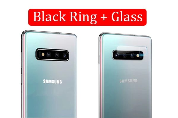 Glass Black Ring Защитное стекло для камеры для samsung Galaxy S10 Plus S10E Note 10, металлическое закаленное стекло для объектива камеры, защитное кольцо, чехол - Цвет: Glass Black Ring