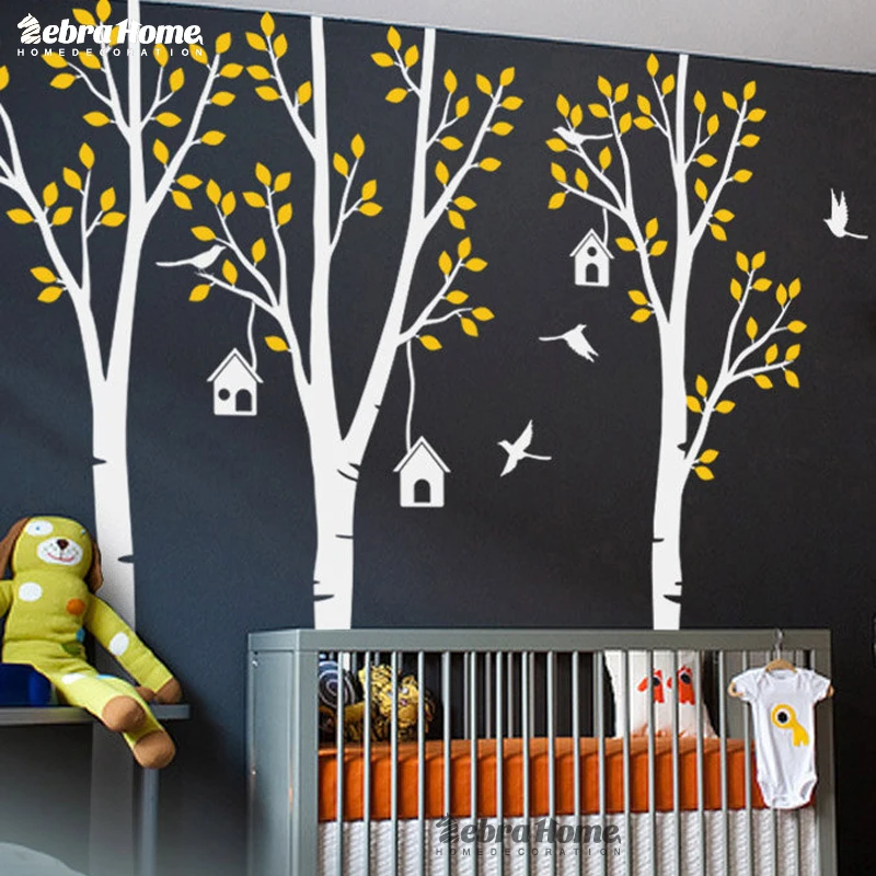 

Pastoral Style Tree Birds And Birdcage Vinyl Wall Stickers removable home decor For Living Room Baby Nursery Bedroom Home Decor