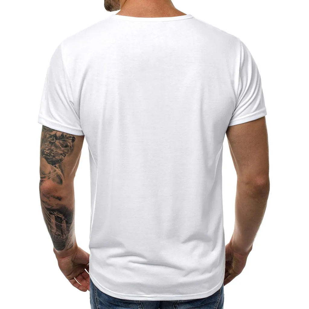 Summer Fashion Printed Men T Shirt Short Sleeve O Neck Casual Paris White Basic Tops 2019 | Мужская одежда