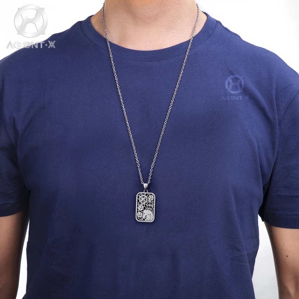 Agentx Уникальный Серебряный полые механические волк dog tag кулон Талисманы Colar Сталь