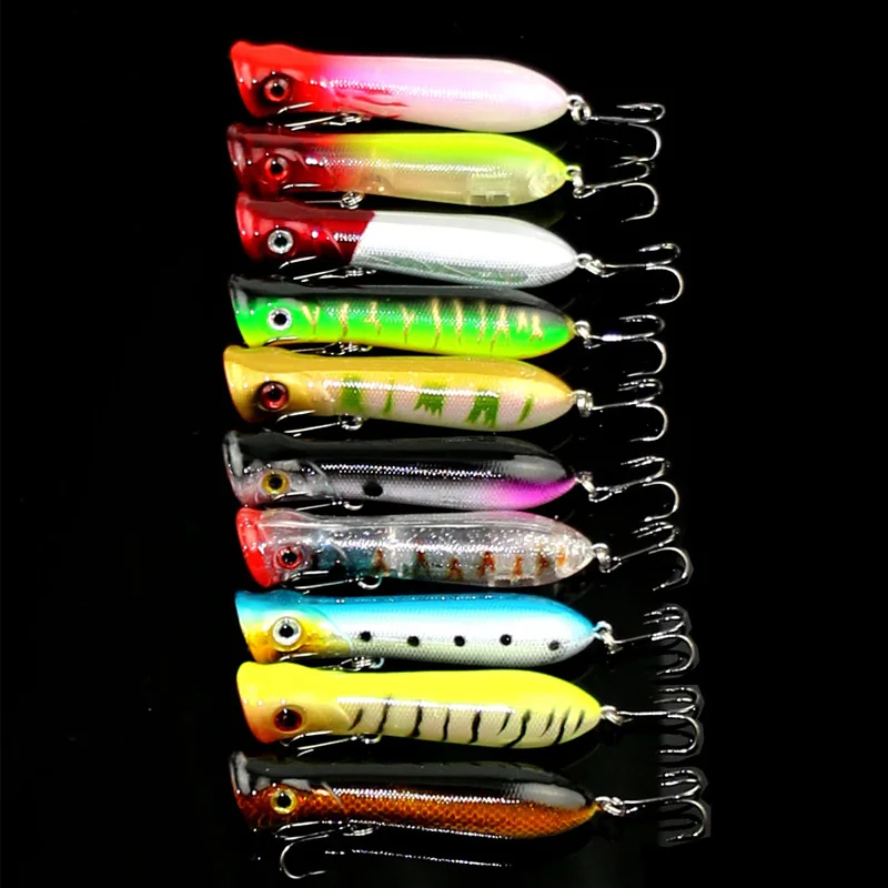 1PCS 6# Hook Popper Fishing Lure Artificial Wobbler Poper Hard Bait Tackle Swimbait Random Color 8cm/11g | Спорт и развлечения