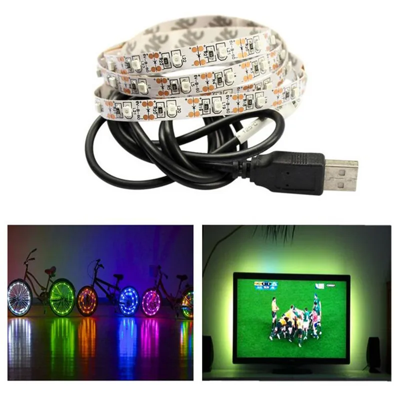 Питание от порта USB 5 В RGB Светодиодные ленты света 60 LED/M 3528 SMD-Водонепроницаемый