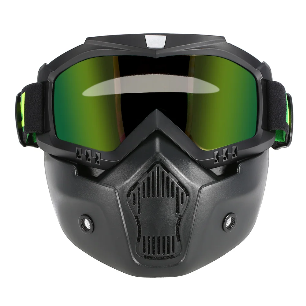 Мотоциклетная маска Съемные очки и фильтр для рта открытого лица шлем мотокросса