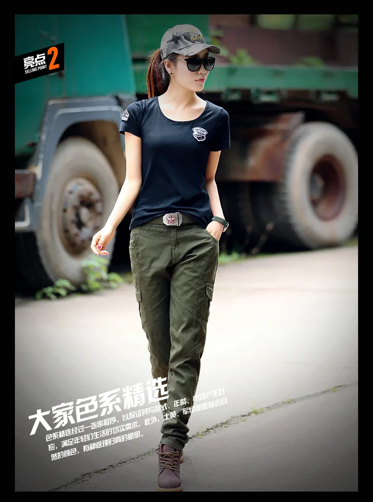 Women Cargo Jeans Pants Workout Casual Military Denim Overalls Ladies Straight Multi-pocket Trousers Pantalon Femme Sweatpants