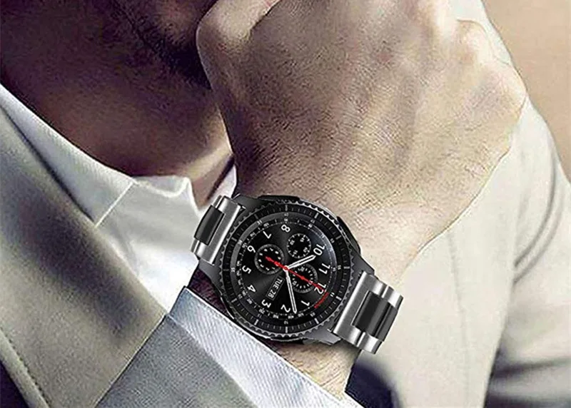 22 мм ремешок для часов из нержавеющей стали для samsung Galaxy 46 мм gear S3 классический/ремешок для huawei Watch GT 2 Классические ремешки для часов