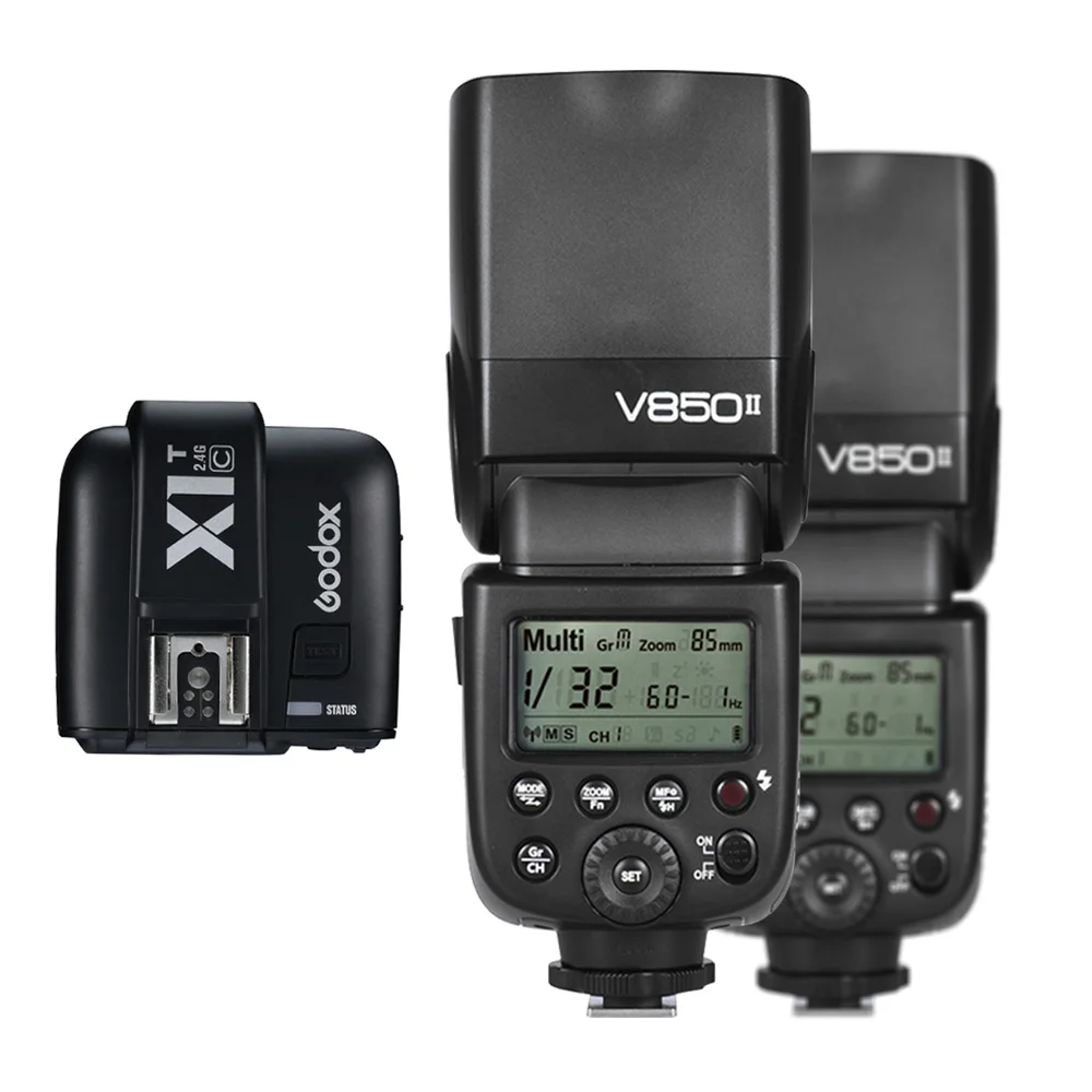 Godox V850II GN60 2,4G Беспроводная вспышка+ X1 ttl ТРИГГЕРНАЯ система с литий-ионной батареей вспышка светильник для Canon Nikon sony DSLR камер - Цвет: 2x V850II add X1T