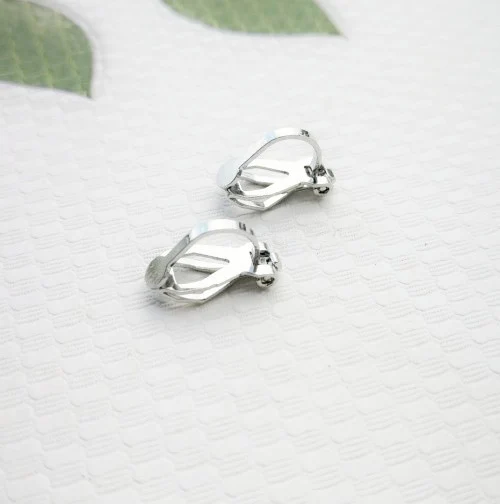 Rhodium 20 шт./лот, розовое золото, серебро, без пирсинга, серьги, клипсы, 12 мм, медь, пустая база, настройки, ремесло для рукоделия, для изготовления ювелирных изделий в ушах - Цвет: Rhodium