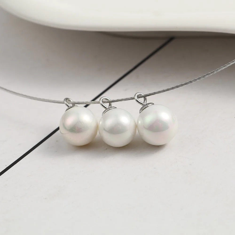 DoreenBeads 304 Stainless Steel Necklace Silver Tone Wine Red Round 40cm(15 6/8") long, 1 Piece
