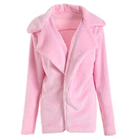 pink Женская зимняя и осенняя куртка с длинным рукавом из искусственного меха, уличная свободная флисовая плюшевая Розовая белая куртка, Кардиган большого размера, верхняя одежда - Цвет: pink