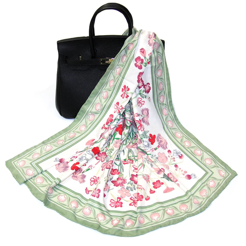 Роскошный брендовый 100% саржевый шелковый шарф MAGNOLIA разноцветный квадратный в