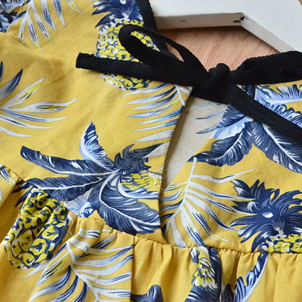 Одежда для маленьких девочек одежда Футболка с принтом ананаса + кисточки бутик