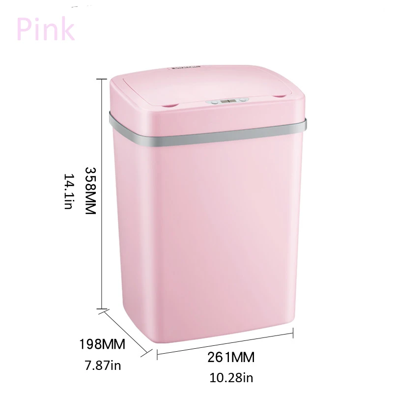 Pink 12L Индукционный автоматический датчик прямоугольный держатель для мусорного мешка 12л мусорное ведро мусорный компост 2* AA сухой аккумулятор Trashcan Clean - Цвет: Pink 12L