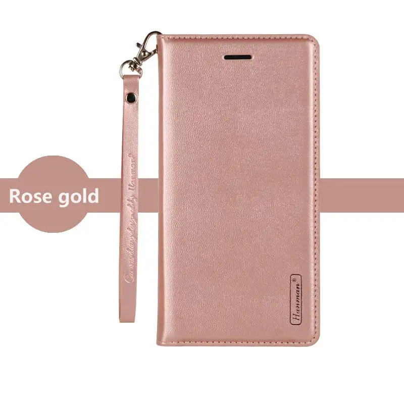 Rose gold Кожаный чехол-книжка Hanman для samsung Galaxy S7 edge, S8, S9, S10, S10e Plus, чехол-кошелек с отделением для карт - Цвет: Rose gold